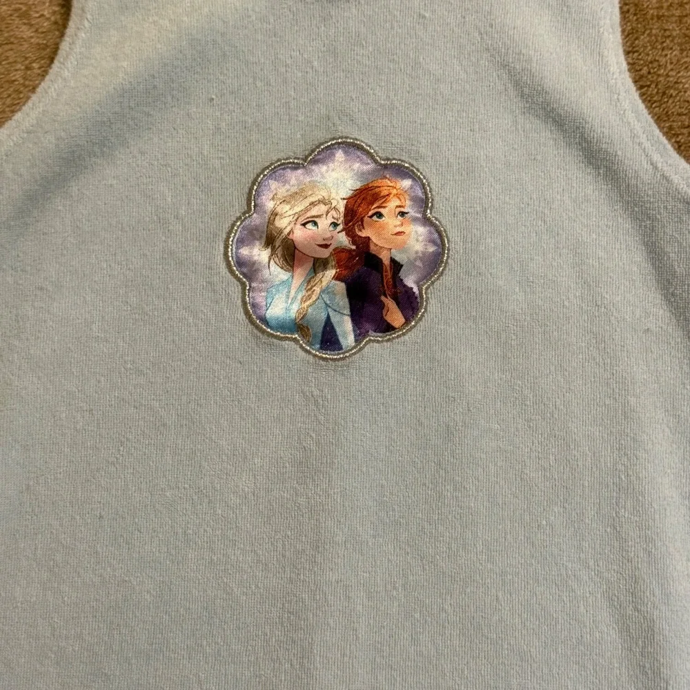 Disney Frozen 2 Elsa Anna Girls Blue Terry Cloth Swim Cover Up Dress Size 6
